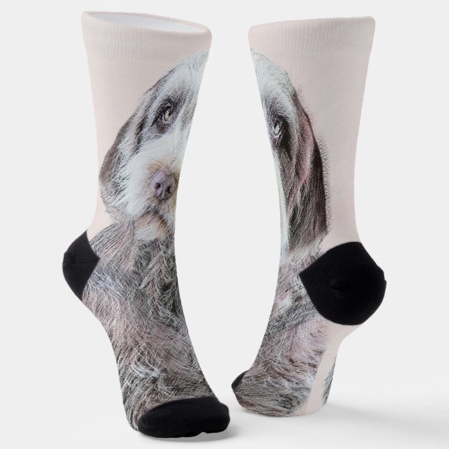 Wirehaired Pointing Griffon Painting - Dog Art Socks (Angled)