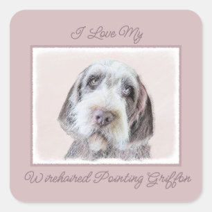 Wirehaired Pointing Griffon Painting - Dog Art Squ Square Sticker