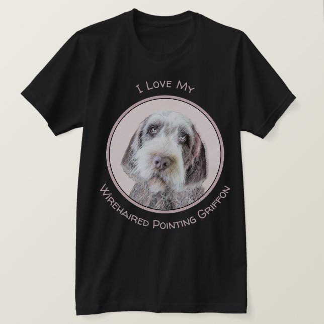 Wirehaired Pointing Griffon Painting - Dog Art T-Shirt (Design Front)
