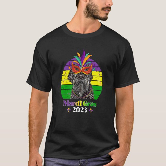 Wirehaired Pointing Griffon Party Dog Mardi Gras 2 T-Shirt (Front)