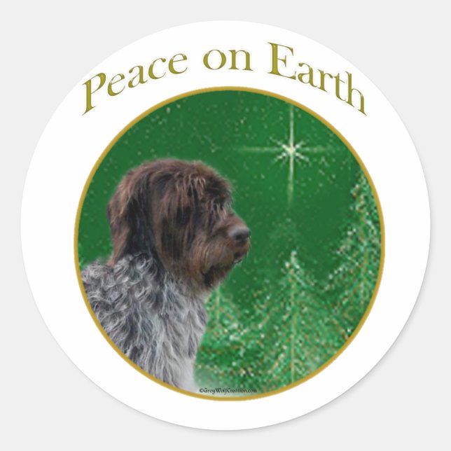 Wirehaired Pointing Griffon Peace Classic Round Sticker (Front)