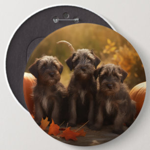 Wirehaired Pointing Griffon Puppy Autumn 6 Cm Round Badge