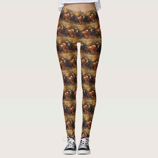 Wirehaired Pointing Griffon Puppy Autumn Leggings (Front)