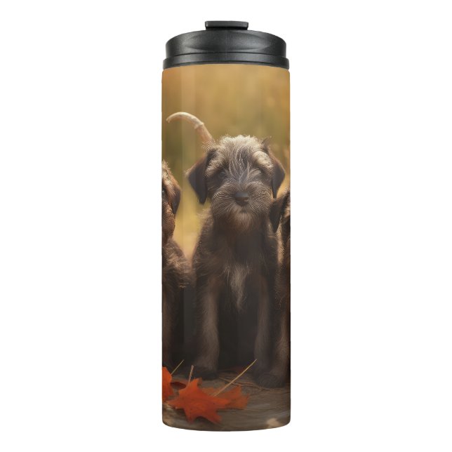 Wirehaired Pointing Griffon Puppy Autumn Thermal Tumbler (Front)
