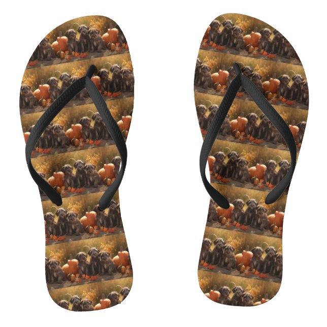 Wirehaired Pointing Griffon Puppy Autumn Thongs (Footbed)