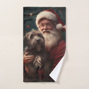 Wirehaired Pointing Griffon Santa Claus Christmas Bath Towel Set