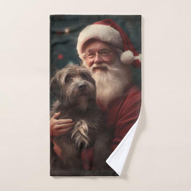 Wirehaired Pointing Griffon Santa Claus Christmas Bath Towel Set (Hand Towel)