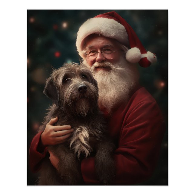 Wirehaired Pointing Griffon Santa Claus Christmas Poster (Front)