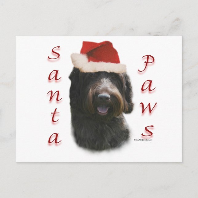 Wirehaired Pointing Griffon Santa Paws Holiday Postcard (Front)