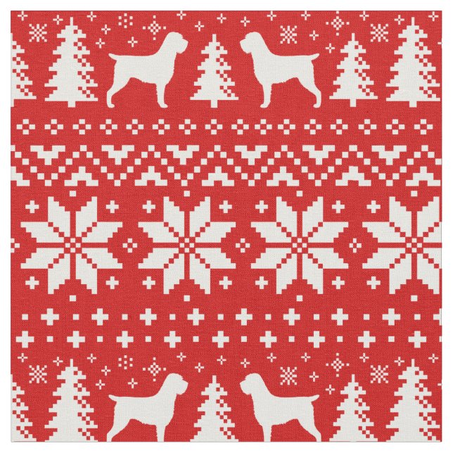 Wirehaired Pointing Griffon Silhouettes Christmas Fabric (Close Up)