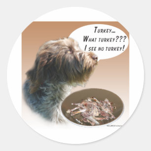 Wirehaired Pointing Griffon Turkey Classic Round Sticker