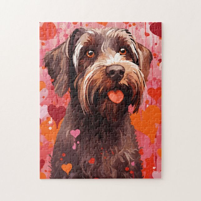 Wirehaired Pointing Griffon Valentines day Jigsaw Puzzle (Vertical)
