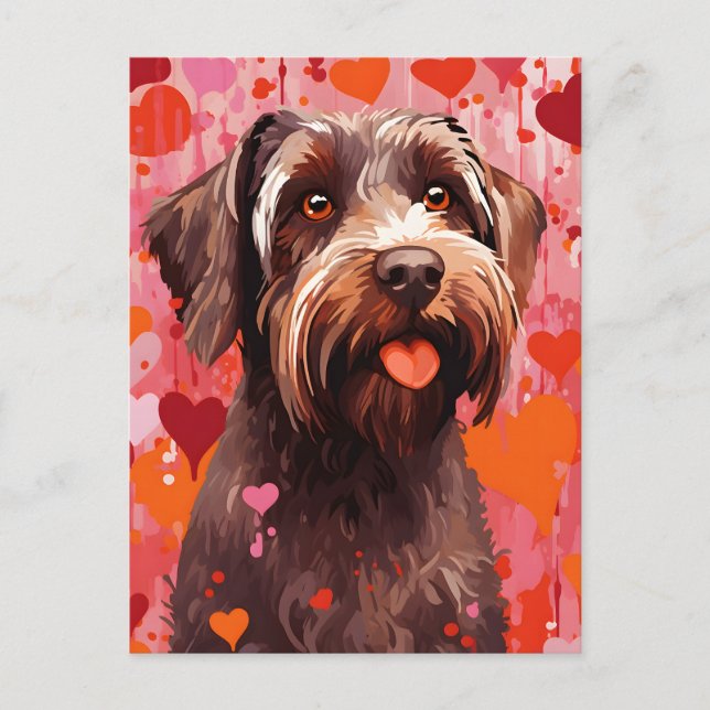 Wirehaired Pointing Griffon Valentines day Postcard (Front)