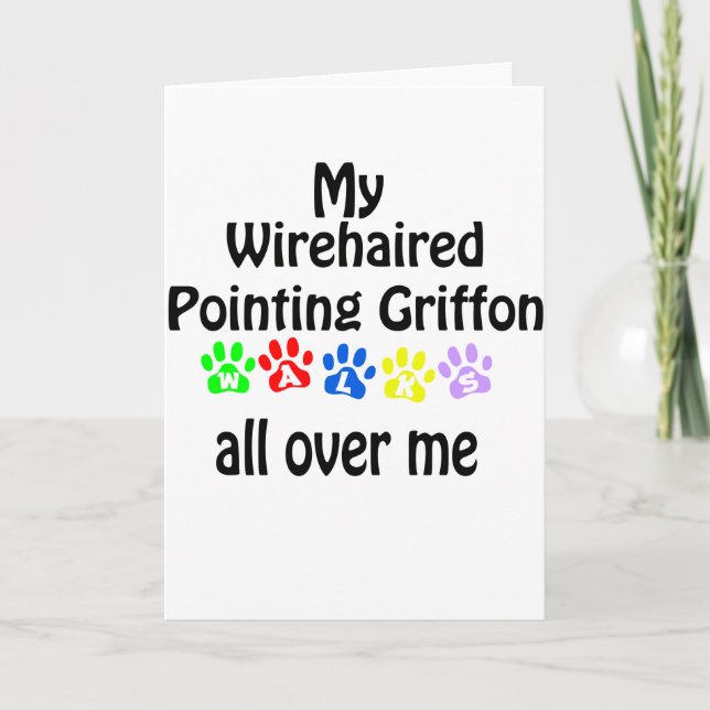 Wirehaired Pointing Griffon Walks Design Holiday Card (Front)