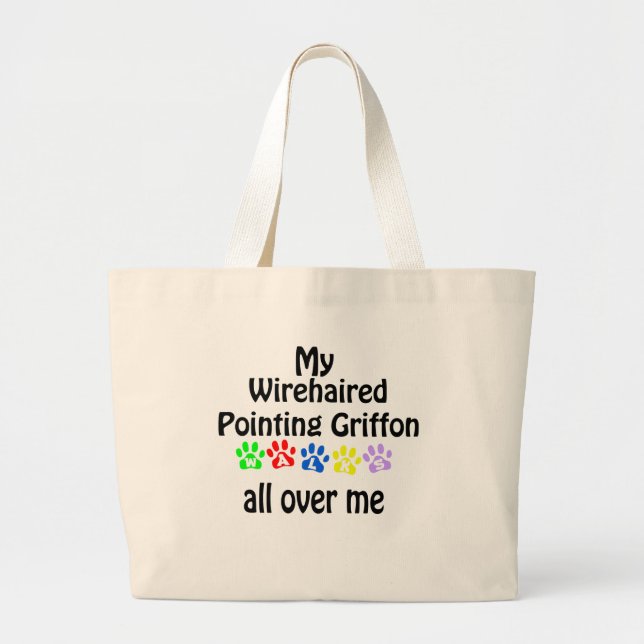 Wirehaired Pointing Griffon Walks Design Large Tote Bag (Front)