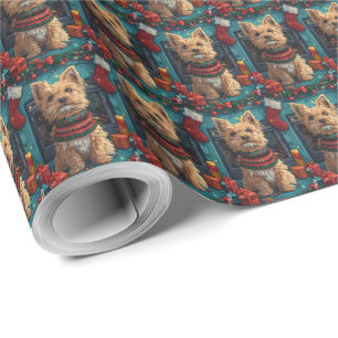 Wirehaired Pointing Griffon With Christmas Gifts Wrapping Paper