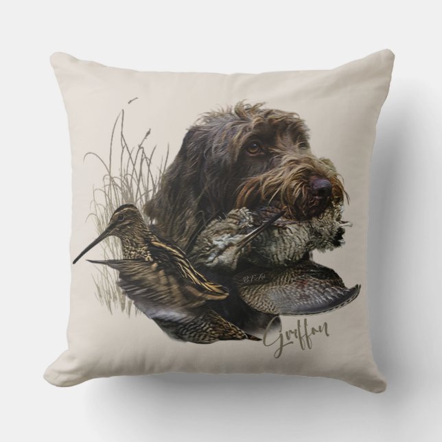 Wirehaired Pointing Griffon , Woodcock hunting Clo Cushion (Front)