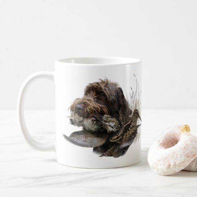 Wirehaired Pointing Griffon , Woodcock hunting  Coffee Mug (With Donut)