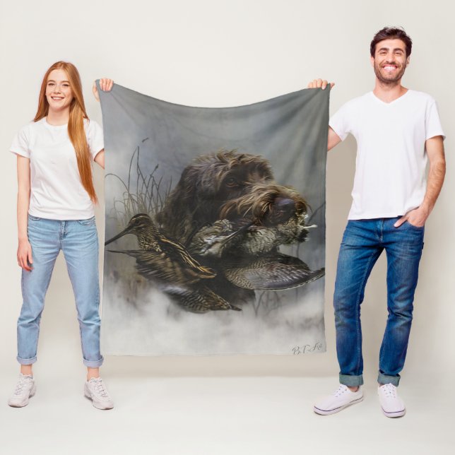 Wirehaired Pointing Griffon , Woodcock hunting  Fleece Blanket (In Situ)