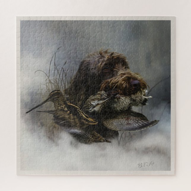 Wirehaired Pointing Griffon , Woodcock hunting     Jigsaw Puzzle (Vertical)