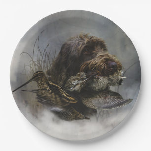 Wirehaired Pointing Griffon , Woodcock hunting Paper Plate