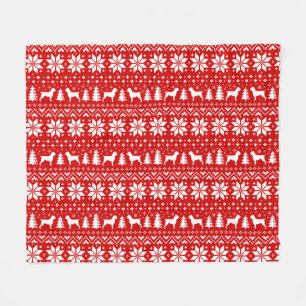 Wirehaired Pointing Griffons Christmas Pattern Red Fleece Blanket
