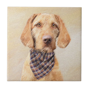 Wirehaired Vizsla Painting - Cute Original Dog Art Ceramic Tile