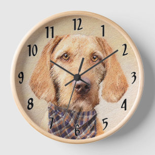 Wirehaired Vizsla Painting - Cute Original Dog Art Clock