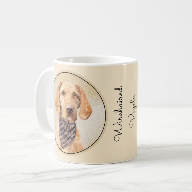 Wirehaired Vizsla Painting - Cute Original Dog Art Coffee Mug (Front Left)