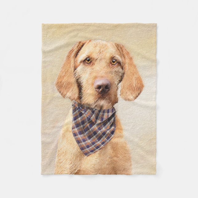 Wirehaired Vizsla Painting - Cute Original Dog Art Fleece Blanket (Front)