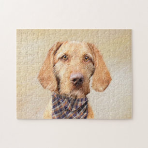 Wirehaired Vizsla Painting - Cute Original Dog Art Jigsaw Puzzle