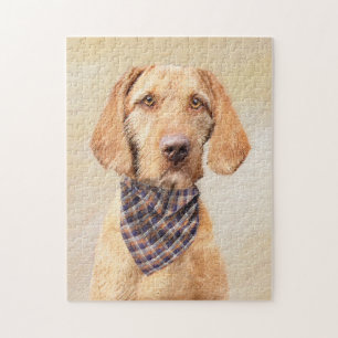 Wirehaired Vizsla Painting - Cute Original Dog Art Jigsaw Puzzle