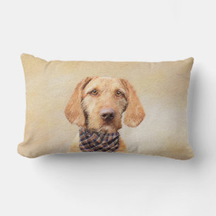 Wirehaired Vizsla Painting - Cute Original Dog Art Lumbar Cushion