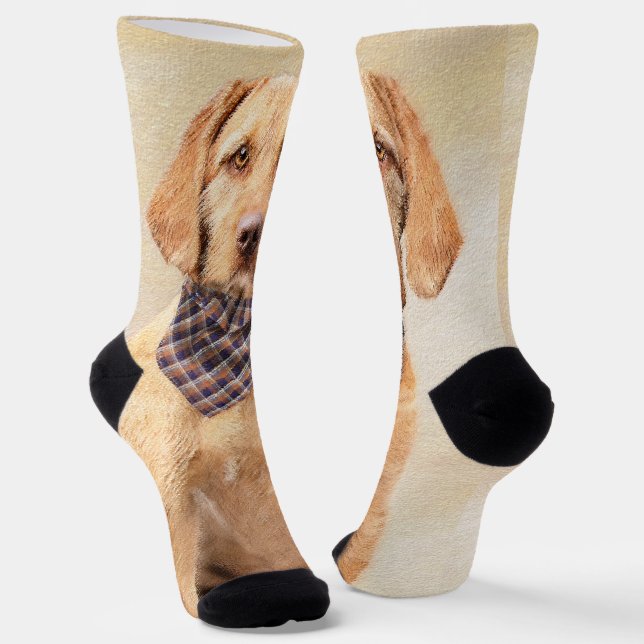 Wirehaired Vizsla Painting - Cute Original Dog Art Socks (Angled)