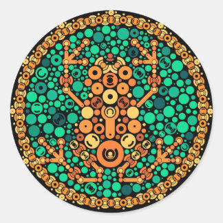 Wireless Frog, Colour Perception Test, Black Classic Round Sticker