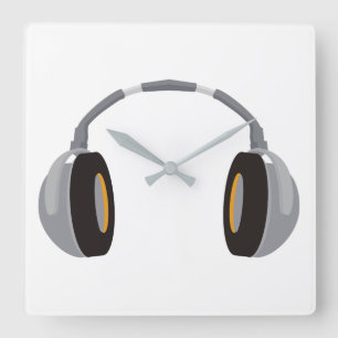 wireless headphone square wall clock