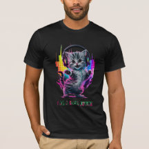 Wireless Headphones Art T-Shirt  _  Cute Kitten