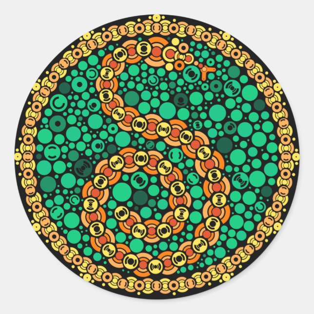 Wireless Python, Colour Perception Test, Black Classic Round Sticker (Front)
