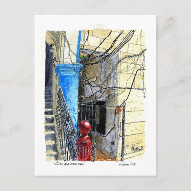 Wires and More Wires, Old Havana, Cuba Postcard (Front)