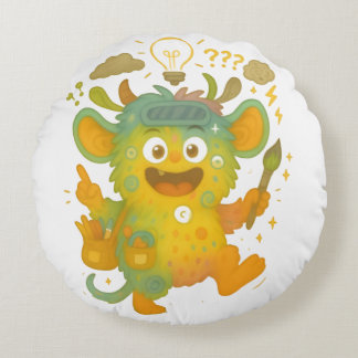 Wirrwuschel Kissen – Das große ADHS-Mischmonster v Round Cushion