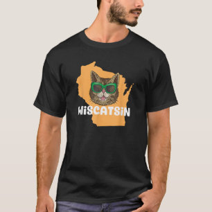 Wiscatsin Wisconsin  Funny City State Cat Pun Men  T-Shirt