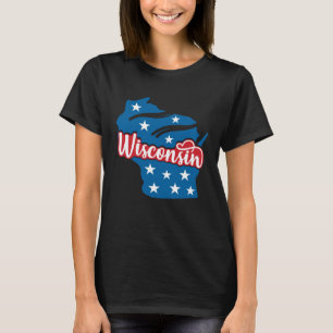 Wisconsin 4th Of July USA Flag Independence Day T-Shirt