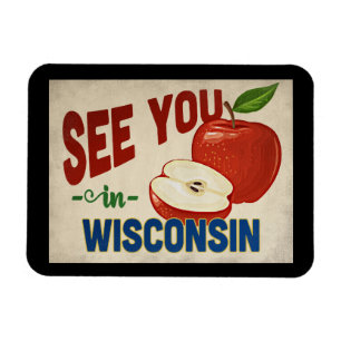 Wisconsin Apple - Vintage Travel Magnet