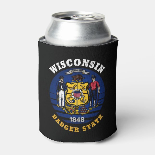 WISCONSIN BADGER STATE FLAG CAN COOLER (Can Front)