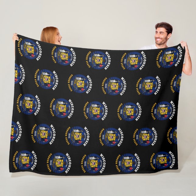 WISCONSIN BADGER STATE FLAG FLEECE BLANKET (In Situ)