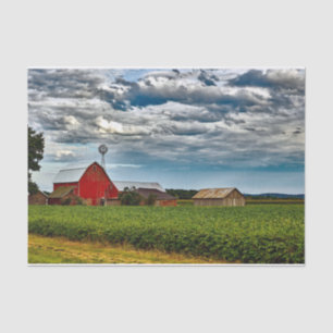 Wisconsin Barns Under a Stormy Sky Tissue Paper