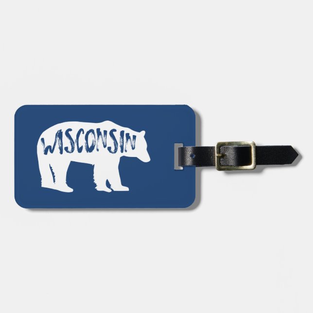 Wisconsin Bear Luggage Tag (Front Horizontal)