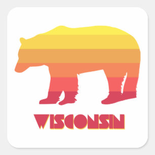 Wisconsin Bear Square Sticker