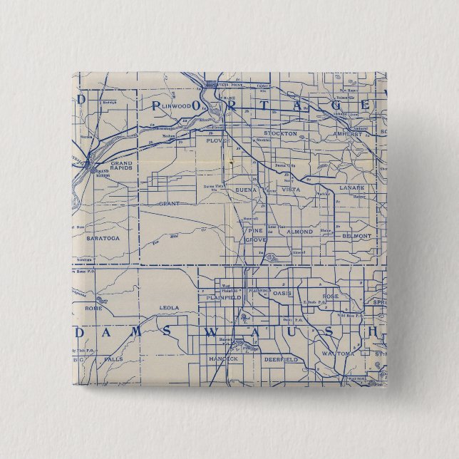 Wisconsin Bicycle Road Map 15 Cm Square Badge (Front)