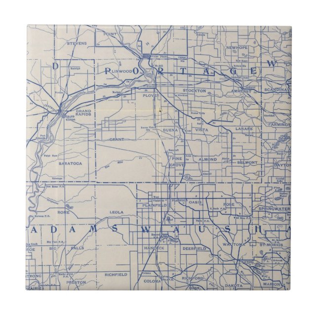 Wisconsin Bicycle Road Map 2 Ceramic Tile (Front)